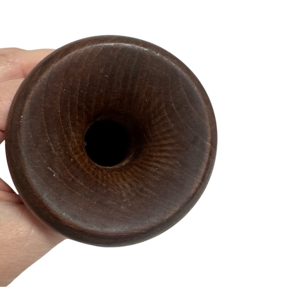 VASE Teak Wood Hand Carved In Thailand - Picture 3 of 4